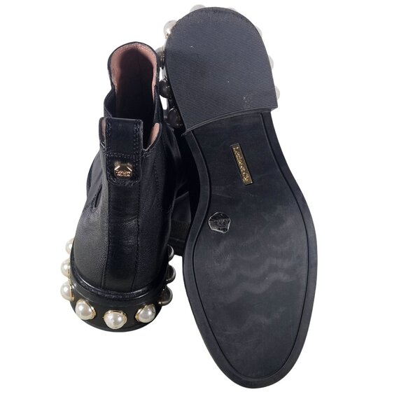 Louise Et Cie Women Pearl Heel Black Boot 6.5 Dk Academia Pearlcore Quiet Luxury - Picture 13 of 16